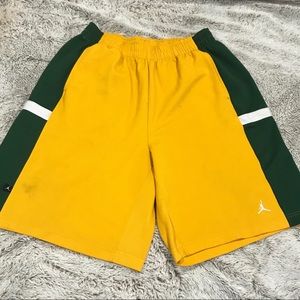 >green and yellow Jordan basketball shorts